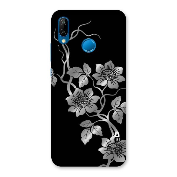 Silver Grey Flowers Back Case for Huawei P20 Lite