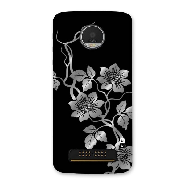 Silver Grey Flowers Back Case for Moto Z Play