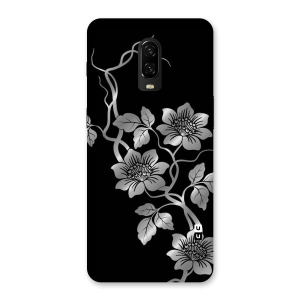 Silver Grey Flowers Back Case for OnePlus 6T