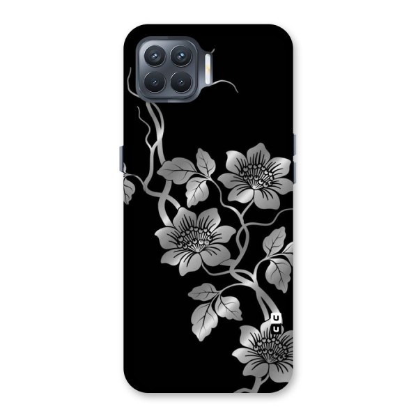 Silver Grey Flowers Back Case for Oppo F17 Pro