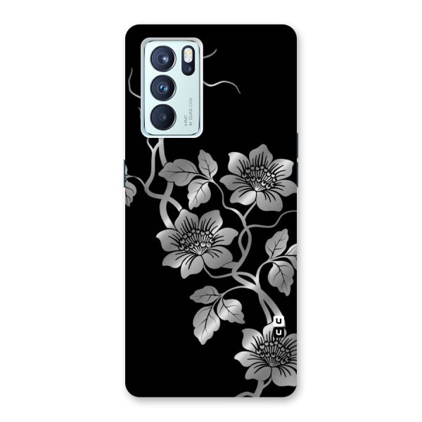 Silver Grey Flowers Back Case for Oppo Reno6 Pro 5G