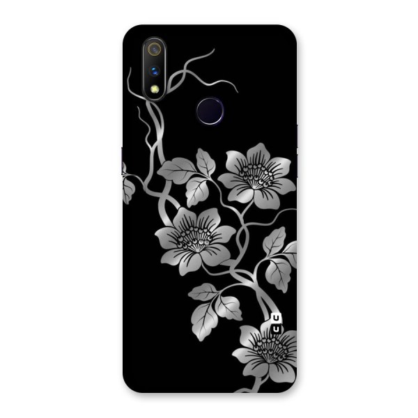 Silver Grey Flowers Back Case for Realme 3 Pro