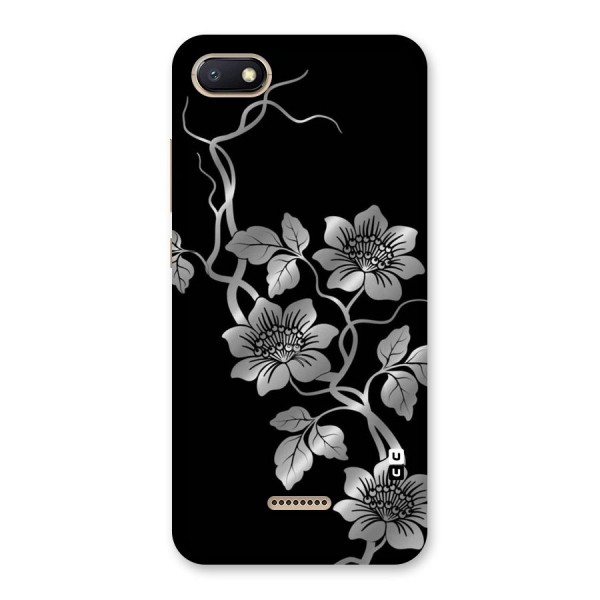 Silver Grey Flowers Back Case for Redmi 6A