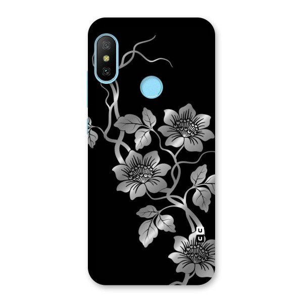 Silver Grey Flowers Back Case for Redmi 6 Pro