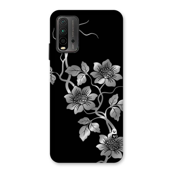 Silver Grey Flowers Back Case for Redmi 9 Power