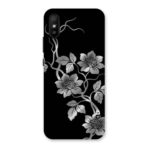 Silver Grey Flowers Back Case for Redmi 9i