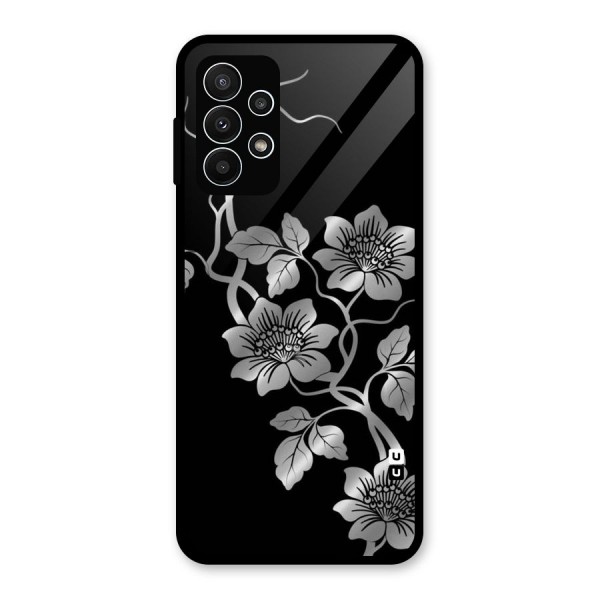 Silver Grey Flowers Glass Back Case for Galaxy A23