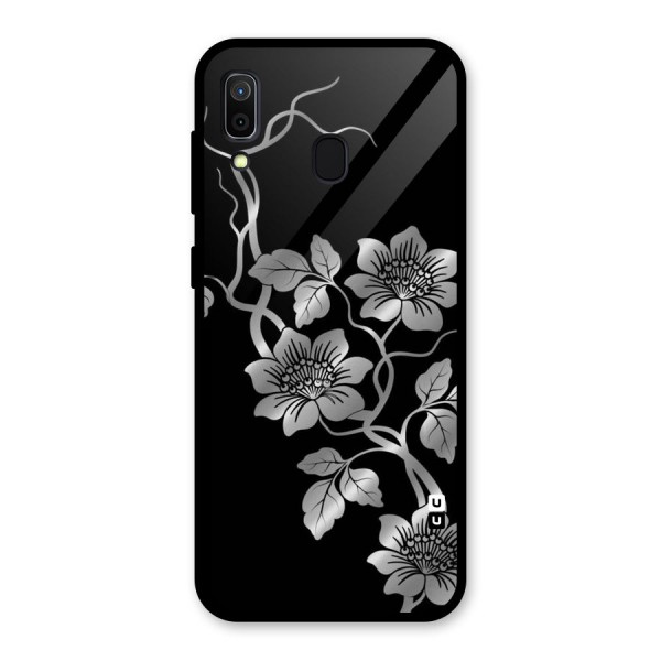 Silver Grey Flowers Glass Back Case for Galaxy A30