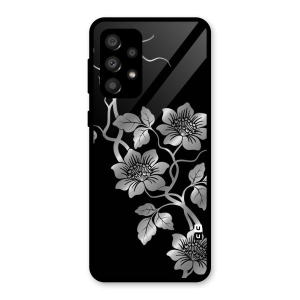 Silver Grey Flowers Glass Back Case for Galaxy A32