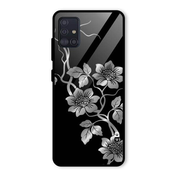 Silver Grey Flowers Glass Back Case for Galaxy A51