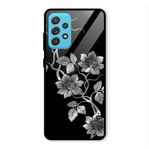 Silver Grey Flowers Glass Back Case for Galaxy A52