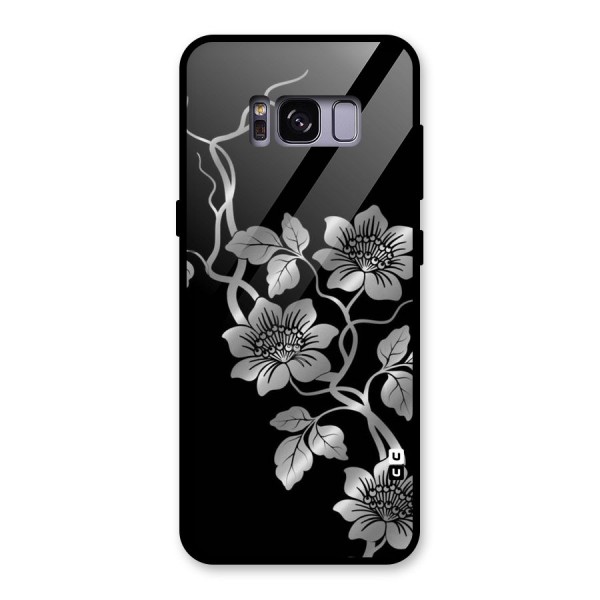 Silver Grey Flowers Glass Back Case for Galaxy S8