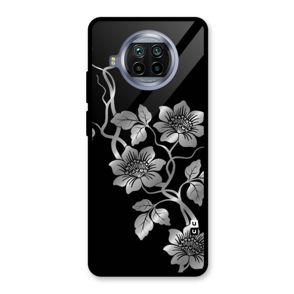 Silver Grey Flowers Glass Back Case for Mi 10i