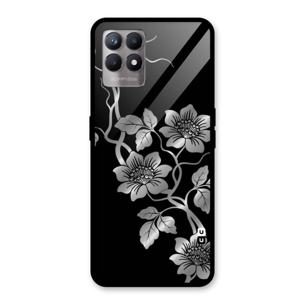 Silver Grey Flowers Glass Back Case for Realme 8i