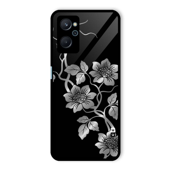 Silver Grey Flowers Glass Back Case for Realme 9i