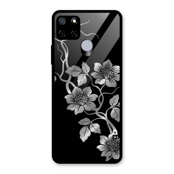 Silver Grey Flowers Glass Back Case for Realme C12