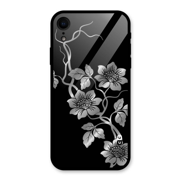 Silver Grey Flowers Glass Back Case for XR