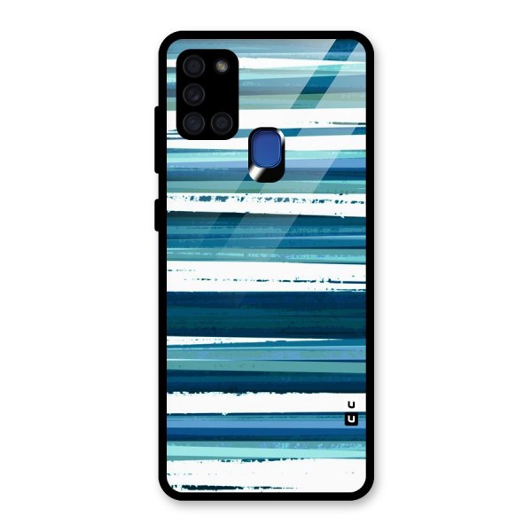 Simple Soothing Lines Glass Back Case for Galaxy A21s