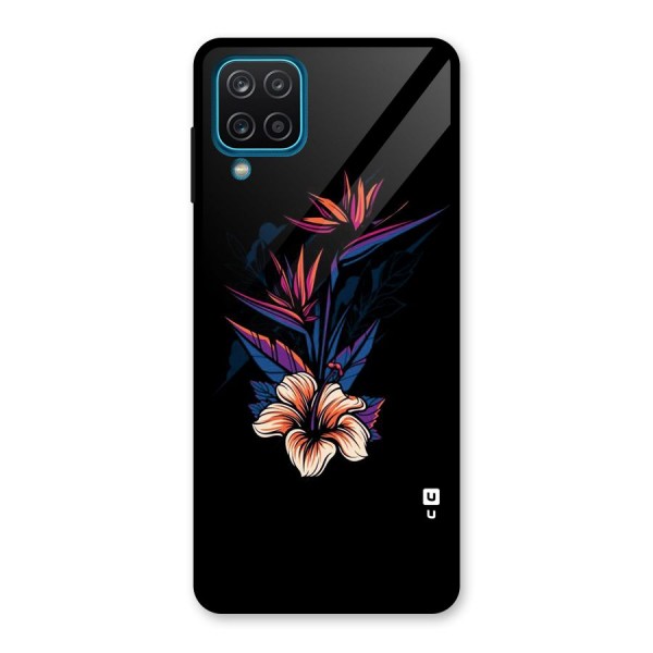 Single Painted Flower Glass Back Case for Galaxy A12