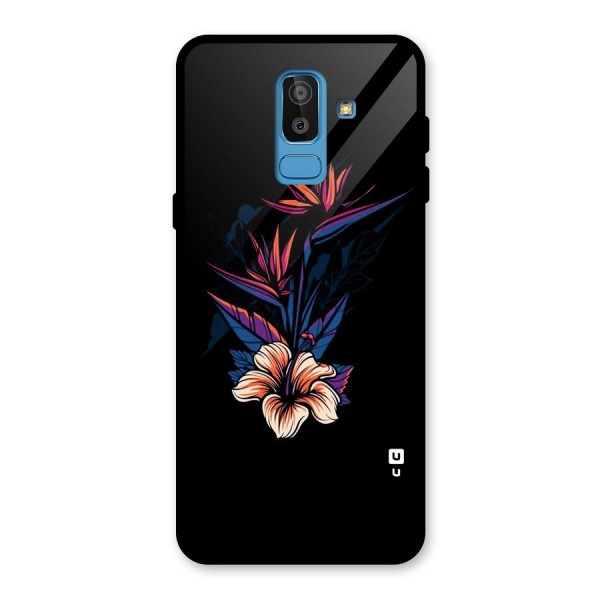 Single Painted Flower Glass Back Case for Galaxy J8