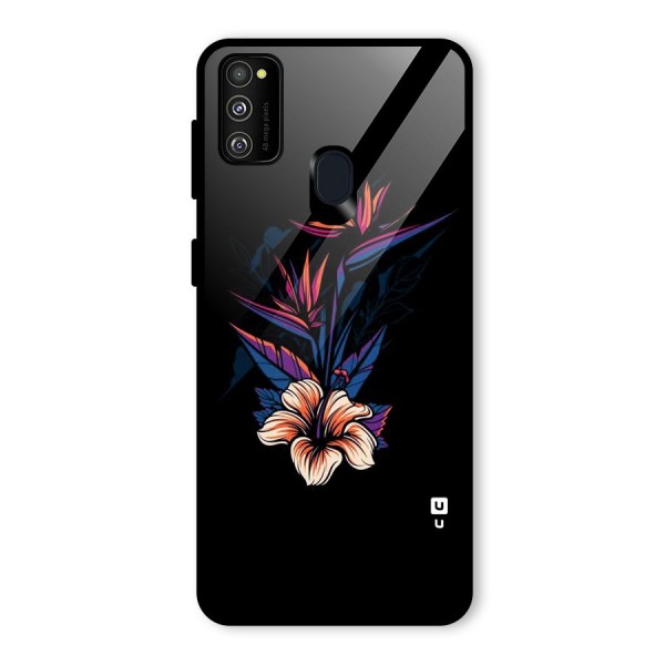 Single Painted Flower Glass Back Case for Galaxy M21