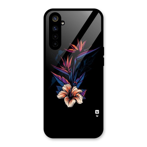 Single Painted Flower Glass Back Case for Realme 6