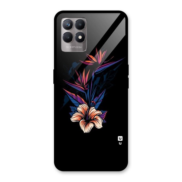 Single Painted Flower Glass Back Case for Realme 8i