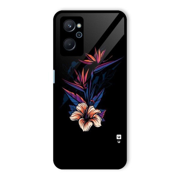 Single Painted Flower Glass Back Case for Realme 9i