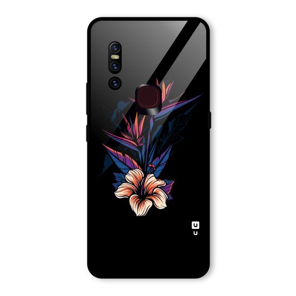 Single Painted Flower Glass Back Case for Vivo V15