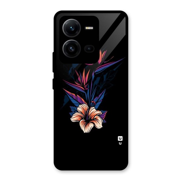 Single Painted Flower Glass Back Case for Vivo V25