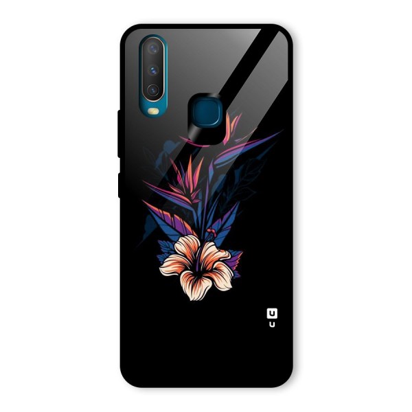 Single Painted Flower Glass Back Case for Vivo Y12