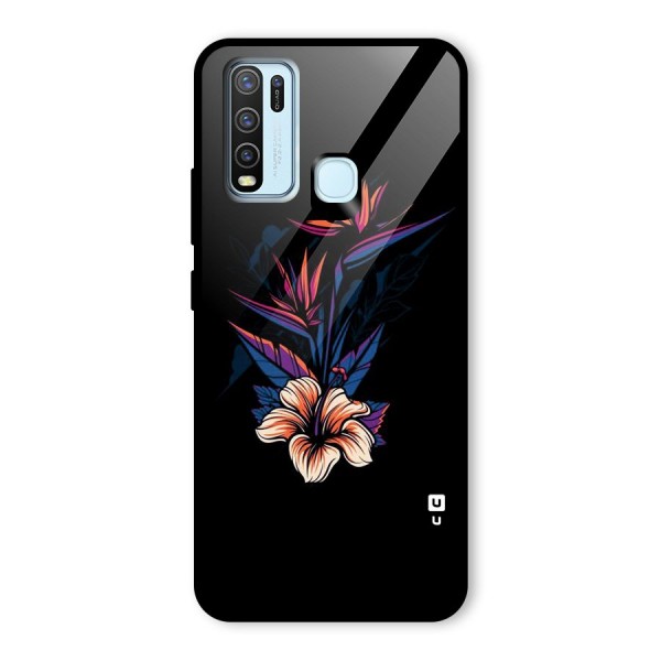 Single Painted Flower Glass Back Case for Vivo Y30