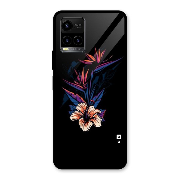 Single Painted Flower Glass Back Case for Vivo Y33s