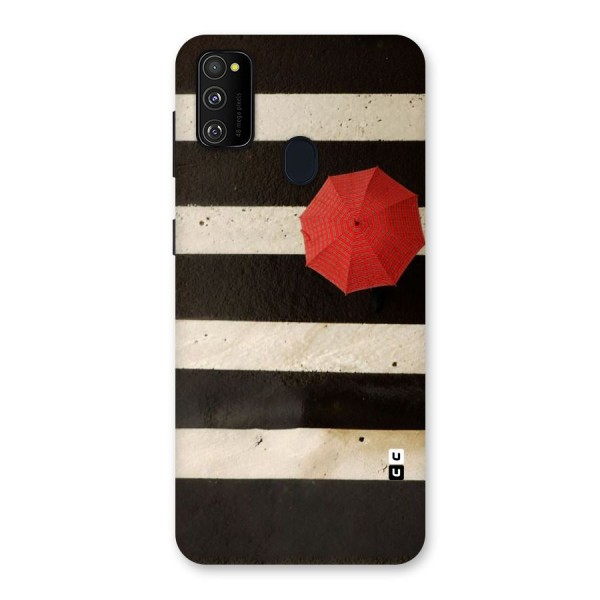 Single Red Umbrella Stripes Back Case for Galaxy M21