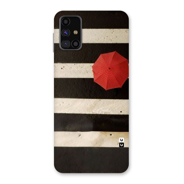 Single Red Umbrella Stripes Back Case for Galaxy M31s