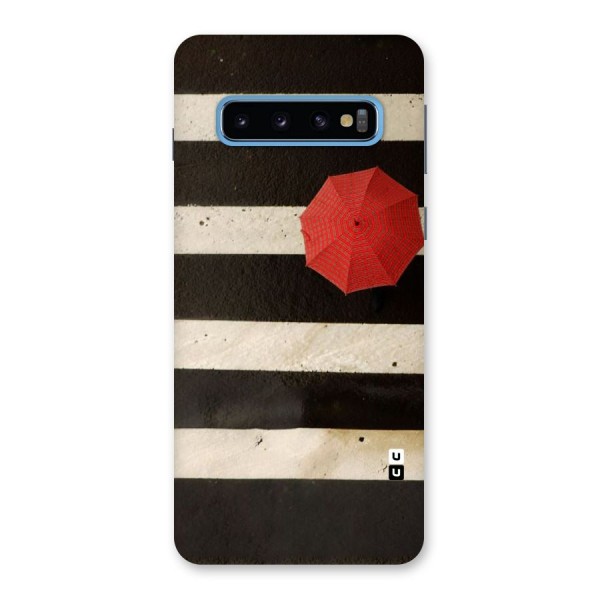 Single Red Umbrella Stripes Back Case for Galaxy S10