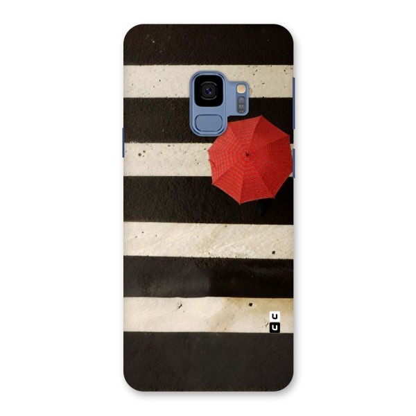 Single Red Umbrella Stripes Back Case for Galaxy S9