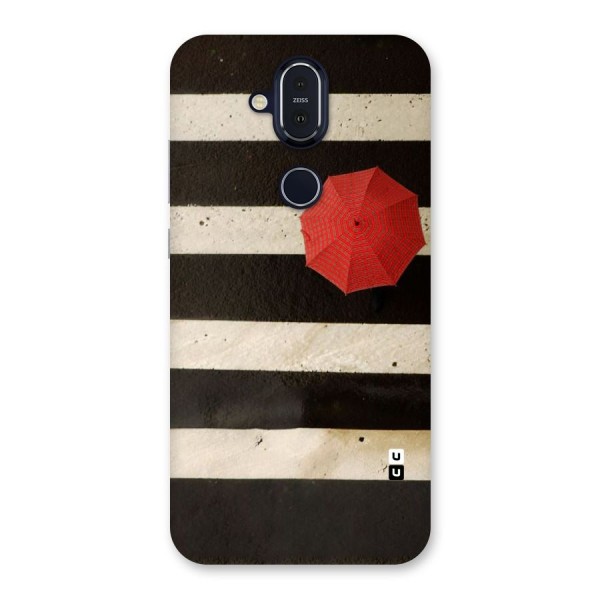 Single Red Umbrella Stripes Back Case for Nokia 8.1