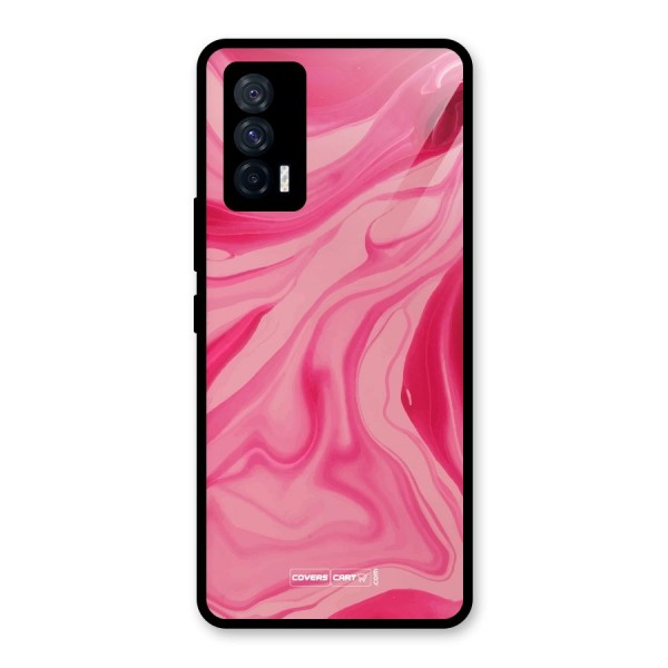 Sizzling Pink Marble Texture Glass Back Case for Vivo iQOO 7 5G