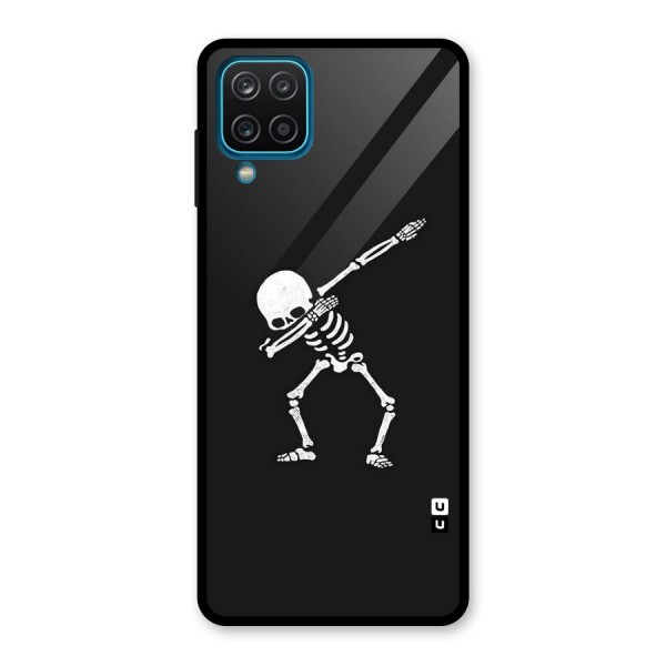 Skeleton Dab White Glass Back Case for Galaxy A12