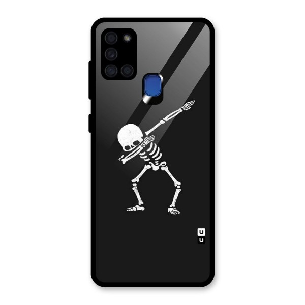 Skeleton Dab White Glass Back Case for Galaxy A21s