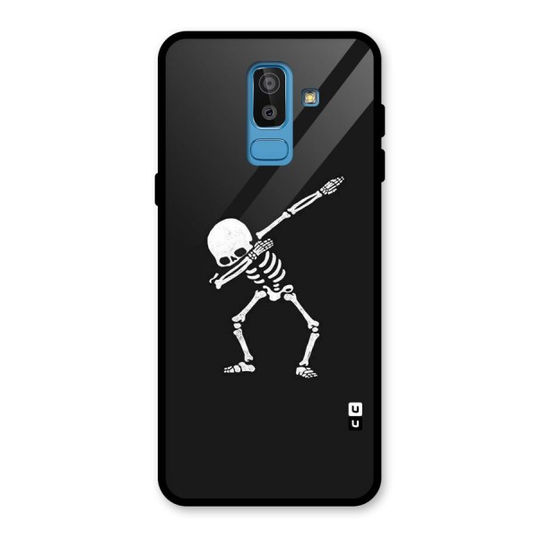 Skeleton Dab White Glass Back Case for Galaxy J8