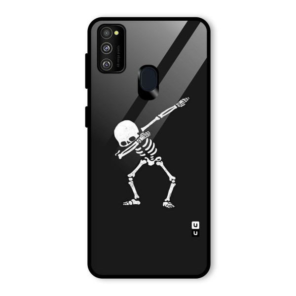 Skeleton Dab White Glass Back Case for Galaxy M21