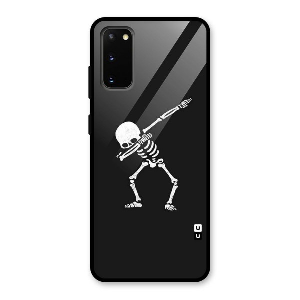 Skeleton Dab White Glass Back Case for Galaxy S20