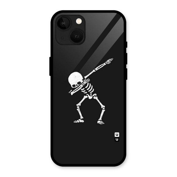 Skeleton Dab White Glass Back Case for iPhone 13