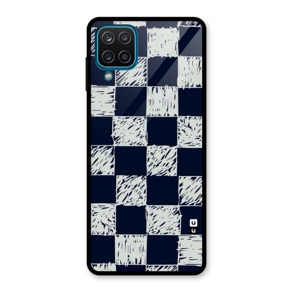 Sketchy Check Design Glass Back Case for Galaxy A12