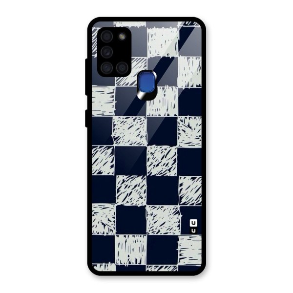 Sketchy Check Design Glass Back Case for Galaxy A21s