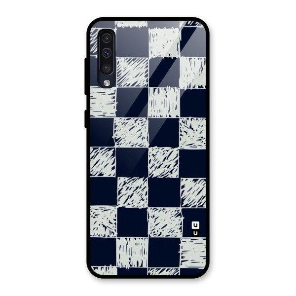 Sketchy Check Design Glass Back Case for Galaxy A50s