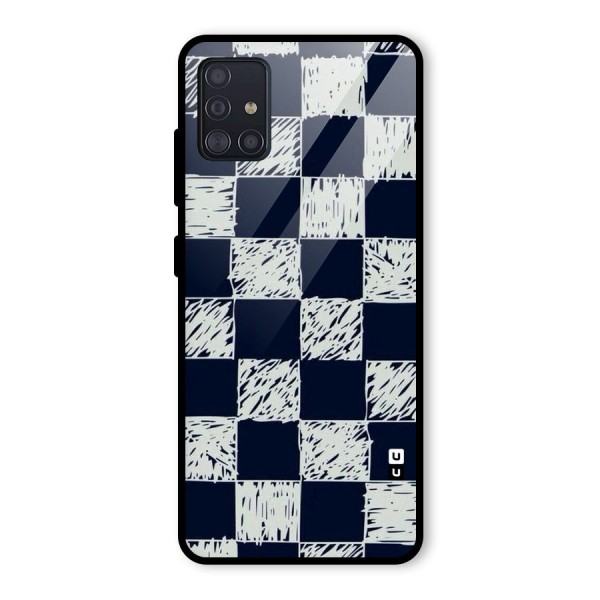 Sketchy Check Design Glass Back Case for Galaxy A51