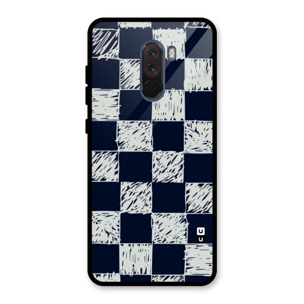 Sketchy Check Design Glass Back Case for Poco F1